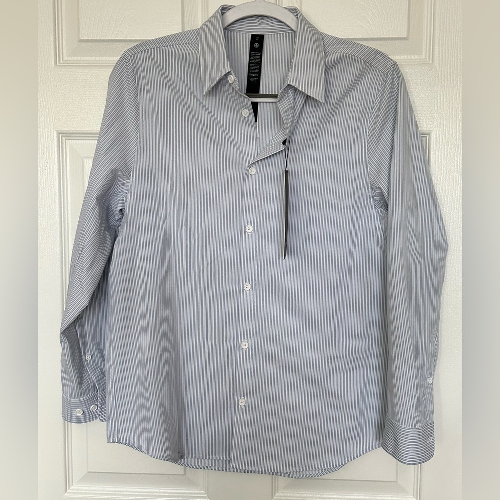 A40- NWT Lululemon Venture Classic-Fit Long Sleeve Shirt blue striped xs